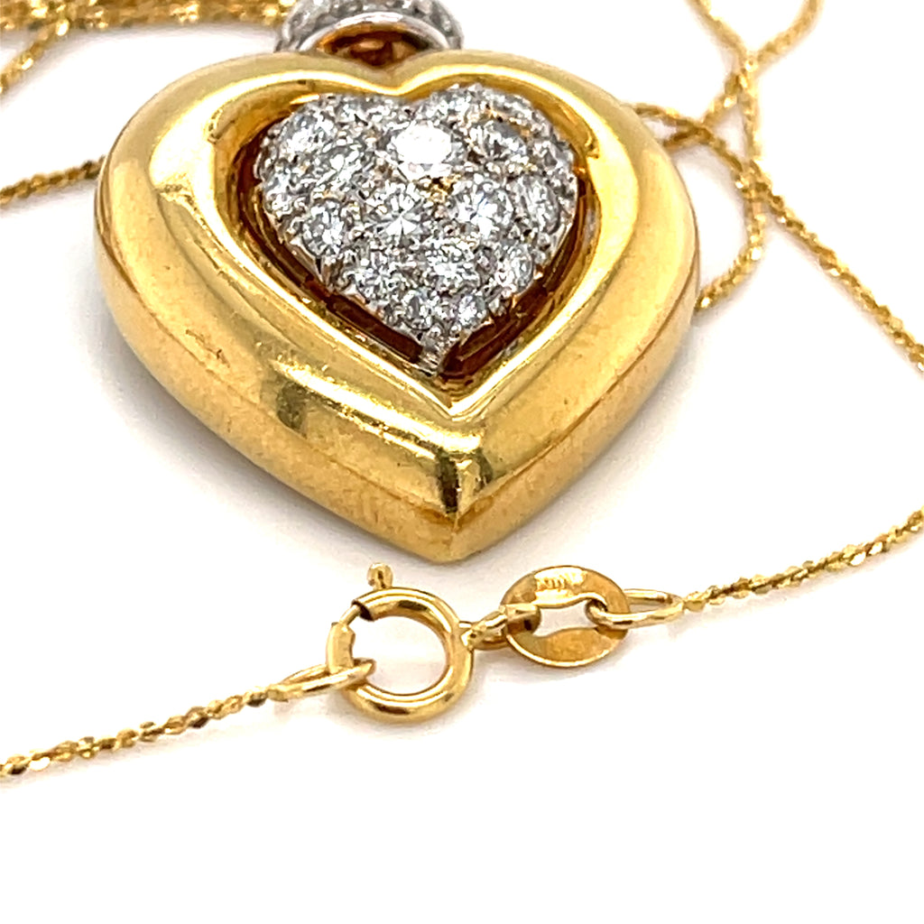 18k Yellow Gold & 1.2ct Diamond Heart-Shaped Pendant Necklace, 21.25 inches.