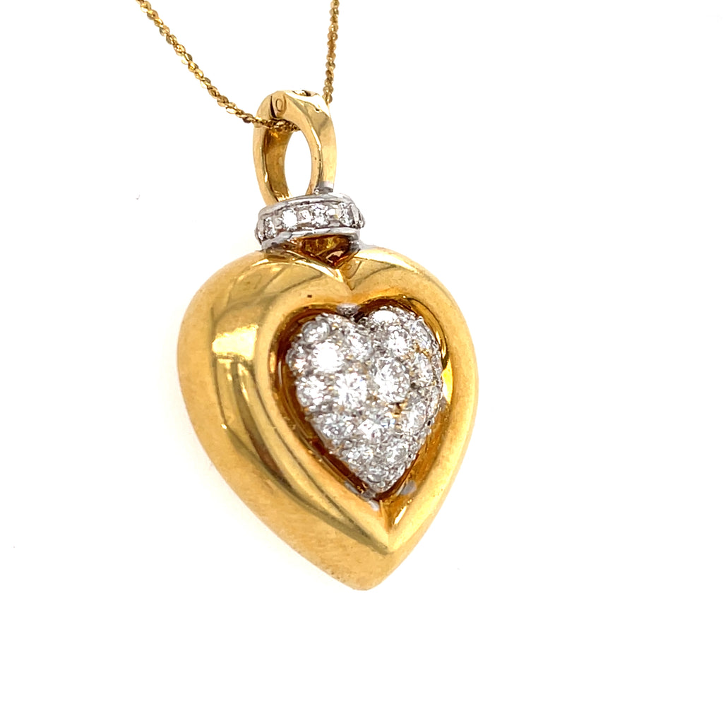 18k Yellow Gold & 1.2ct Diamond Heart-Shaped Pendant Necklace, 21.25 inches.