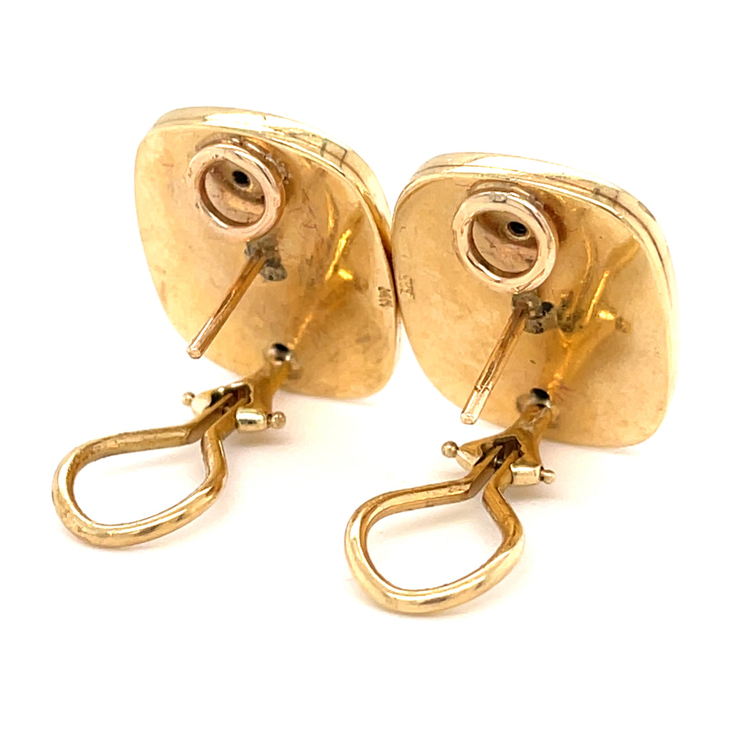 14k Yellow Gold & Lapis Lazuli Tablet Earrings, 14.2g, 11/16 x 13/16"
