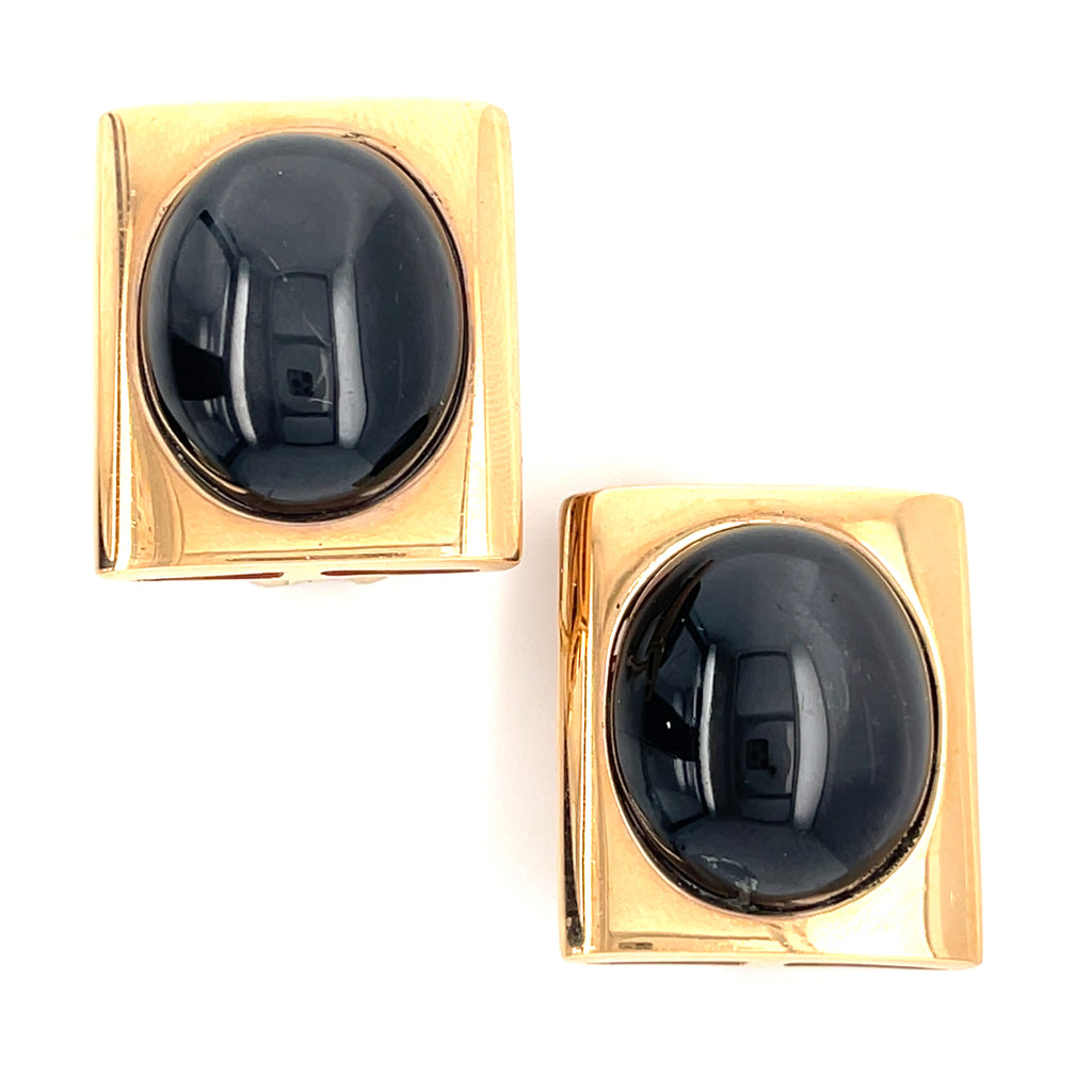 18k Rose Gold & 46.25ct Star Diopside Cabochon Earrings, 33.1g
