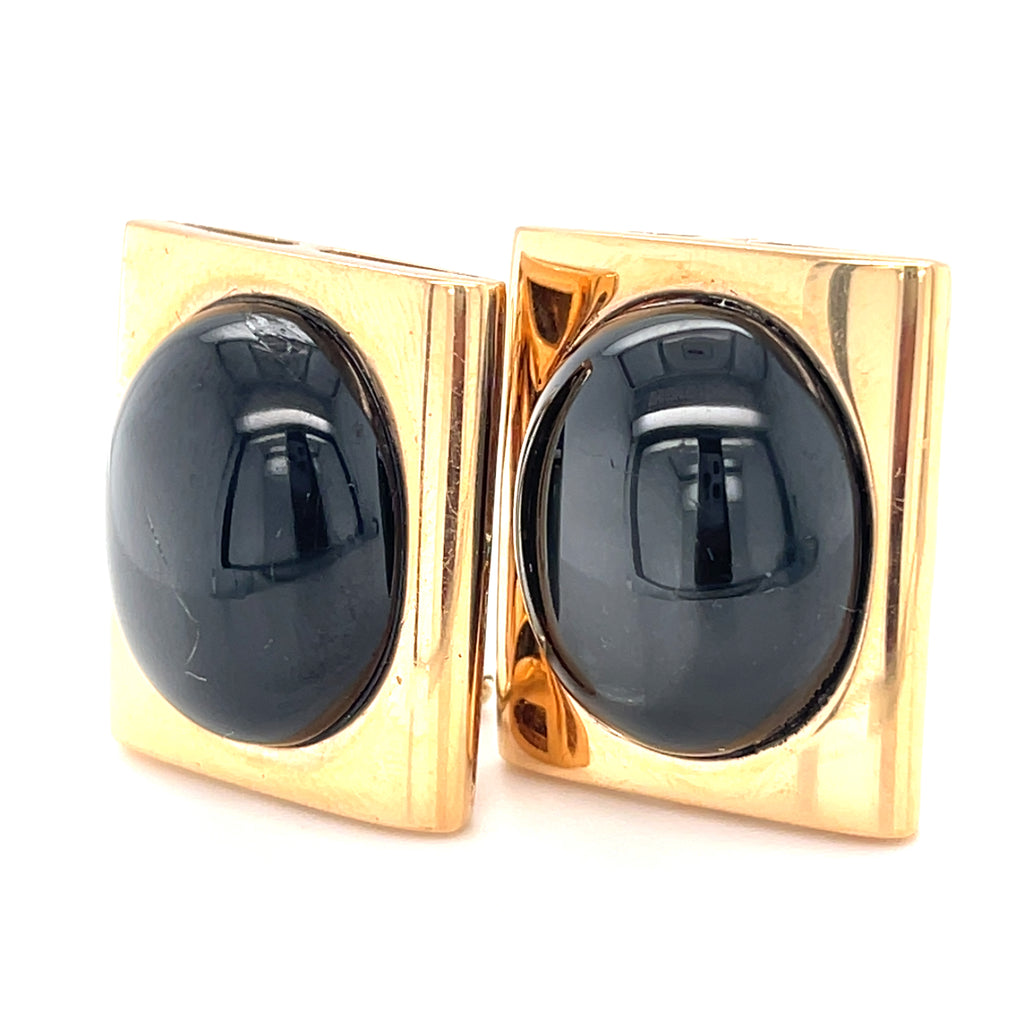 18k Rose Gold & 46.25ct Star Diopside Cabochon Earrings, 33.1g
