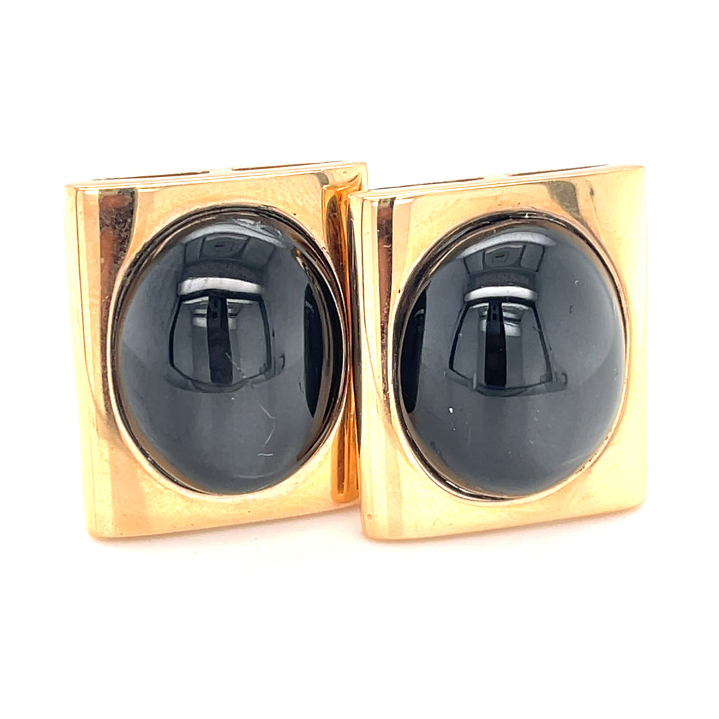 18k Rose Gold & 46.25ct Star Diopside Cabochon Earrings, 33.1g