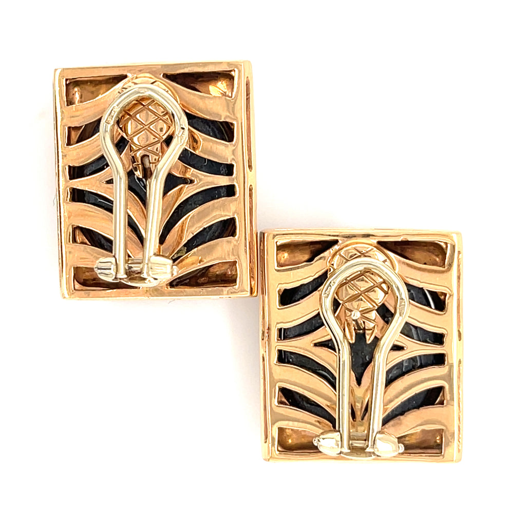 18k Rose Gold & 46.25ct Star Diopside Cabochon Earrings, 33.1g