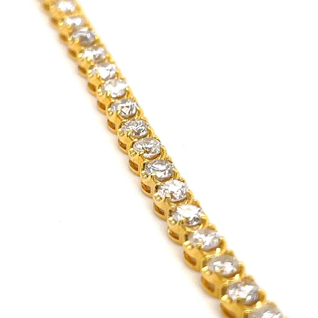 18k Yellow Gold & 5.55ct Diamond Tennis Bracelet, Size 7, 9.8g