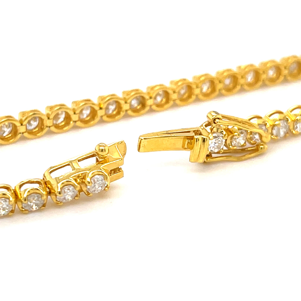 18k Yellow Gold & 5.55ct Diamond Tennis Bracelet, Size 7, 9.8g