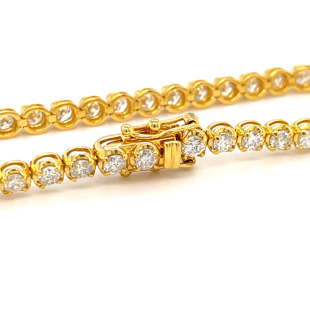 18k Yellow Gold & 5.55ct Diamond Tennis Bracelet, Size 7, 9.8g