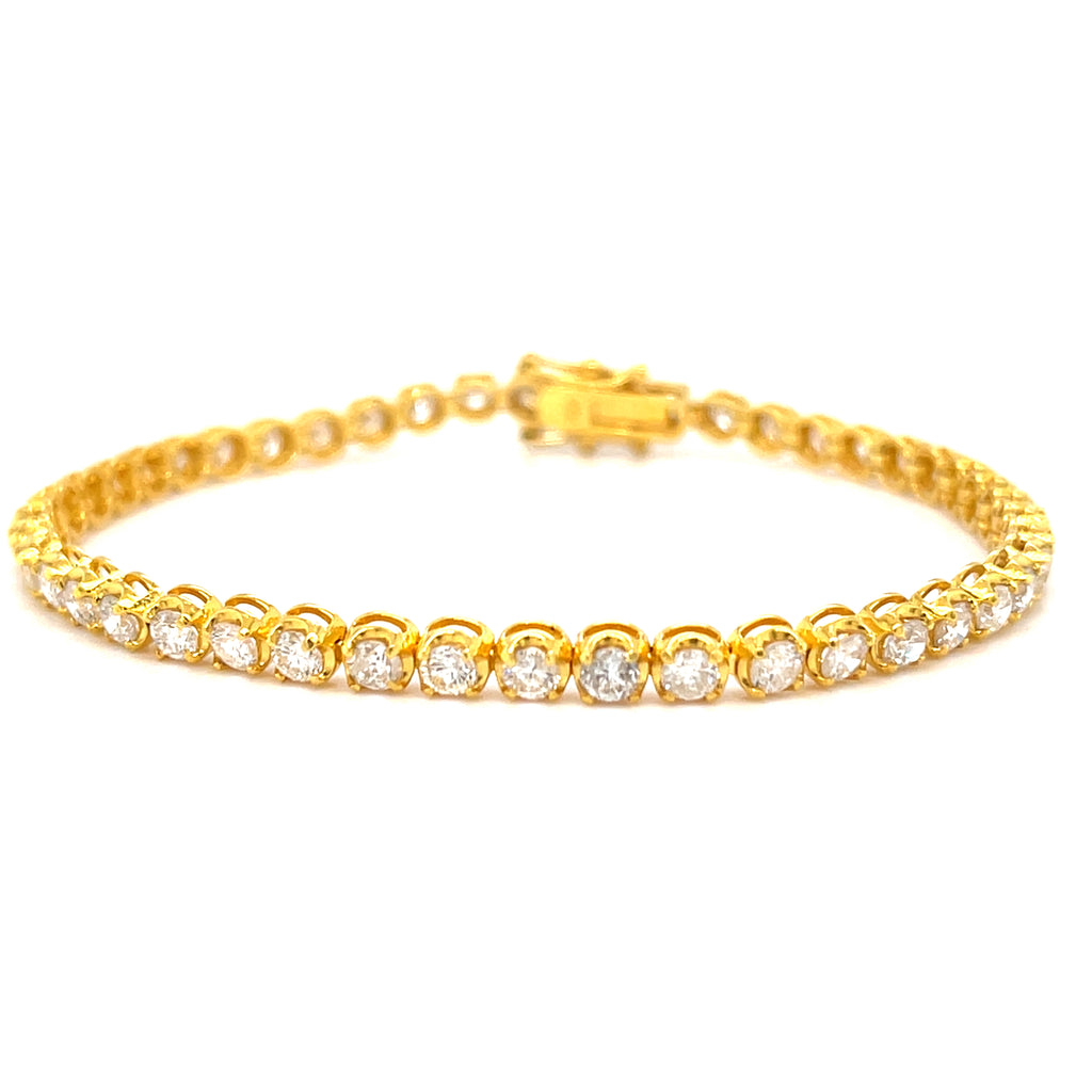 18k Yellow Gold & 5.55ct Diamond Tennis Bracelet, Size 7, 9.8g