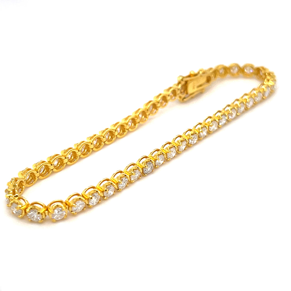 18k Yellow Gold & 5.55ct Diamond Tennis Bracelet, Size 7, 9.8g