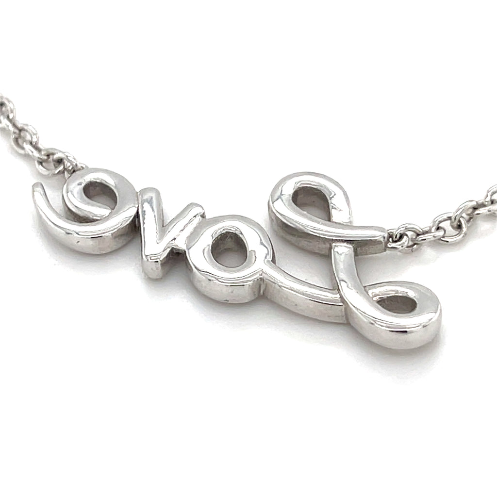 Roberto Casarin 18k White Gold & 0.35ct Diamond "Love" Chain Necklace, 21 inches.