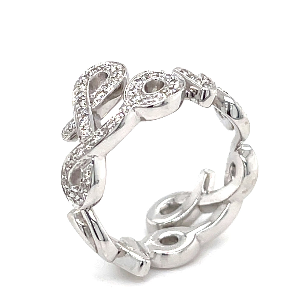 Roberto Casarin 18k White Gold & 0.40ct Diamond "Love" Ring, Size 6.75.