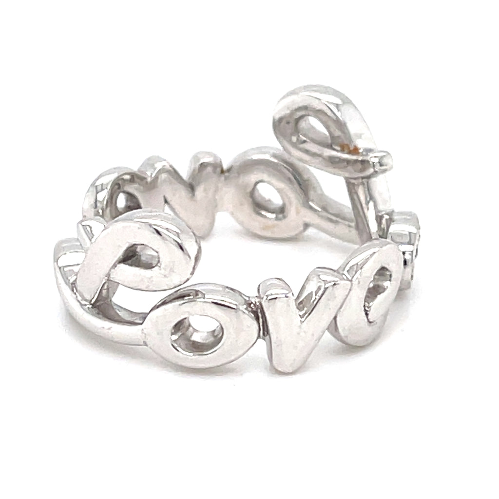 Roberto Casarin 18k White Gold & 0.40ct Diamond "Love" Ring, Size 6.75.