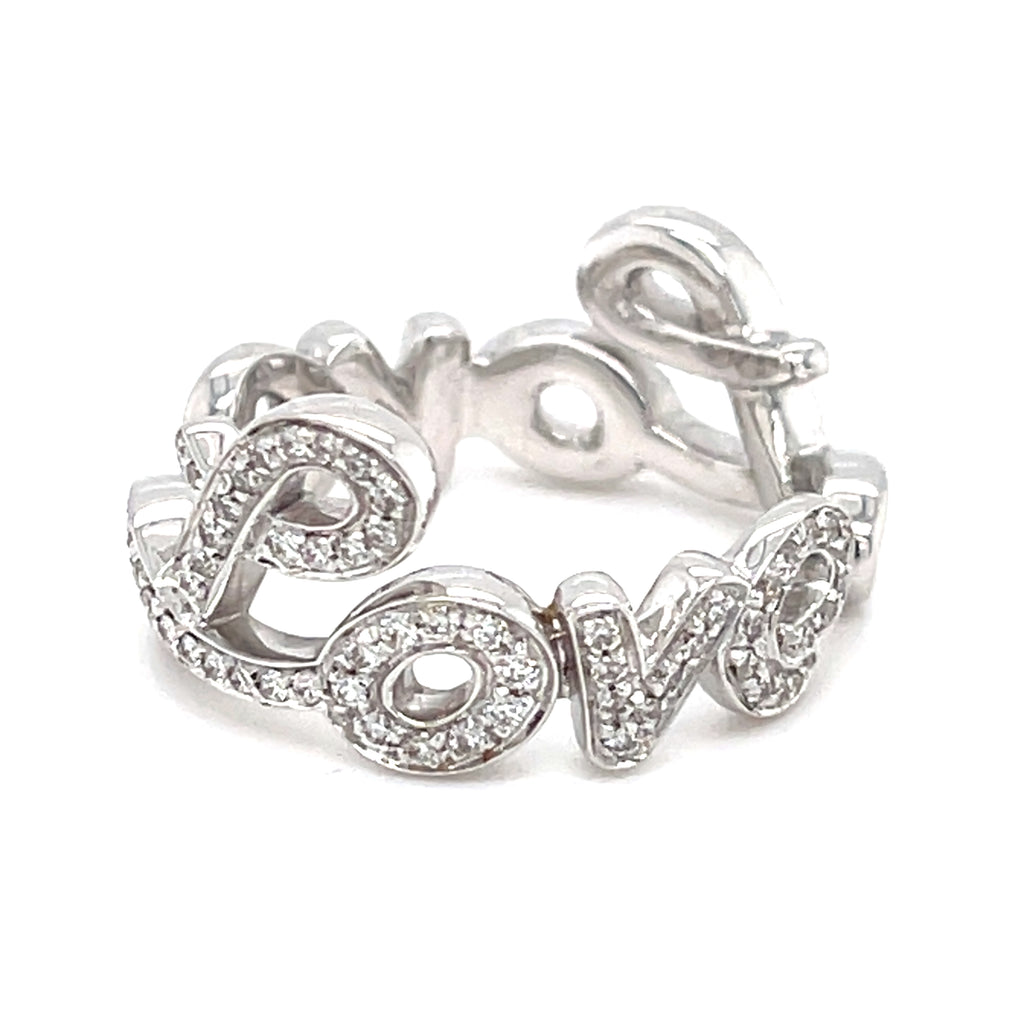 Roberto Casarin 18k White Gold & 0.40ct Diamond "Love" Ring, Size 6.75.