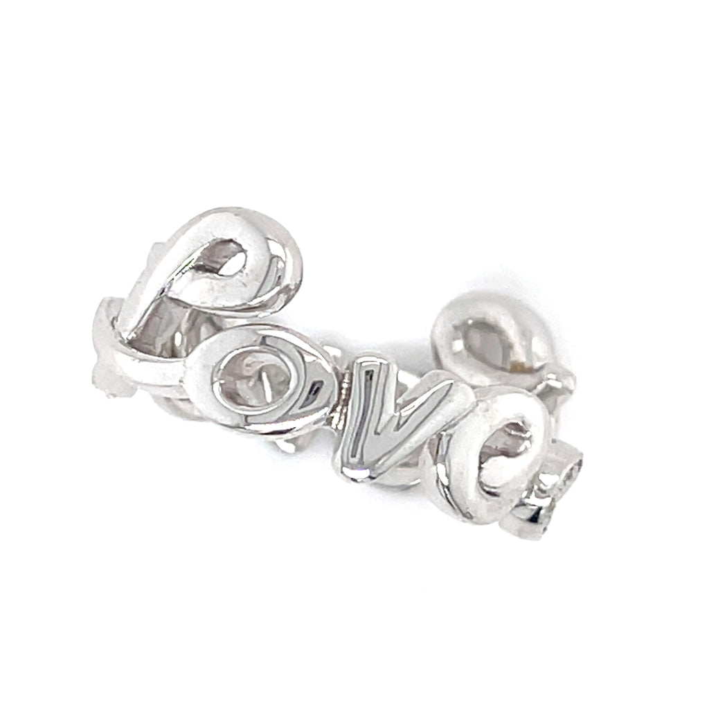 Roberto Casarin 18k White Gold & 0.40ct Diamond "Love" Ring, Size 6.75.