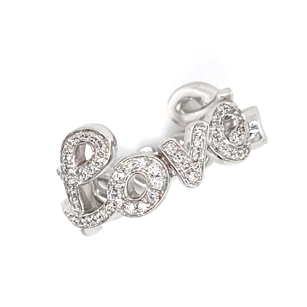 Roberto Casarin 18k White Gold & 0.40ct Diamond "Love" Ring, Size 6.75.