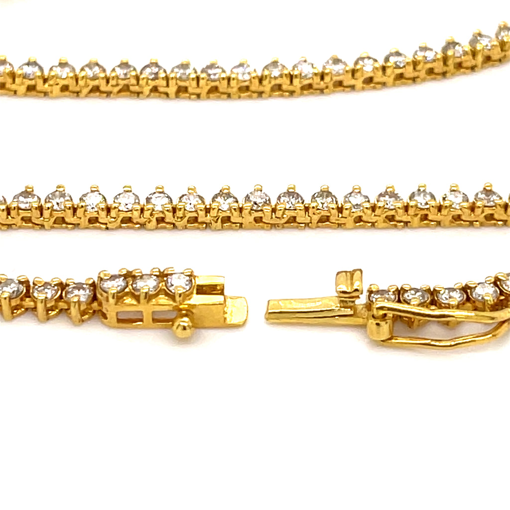 18k Yellow Gold & 7.75ct Diamond Tennis Necklace, 32 inches, 25g.