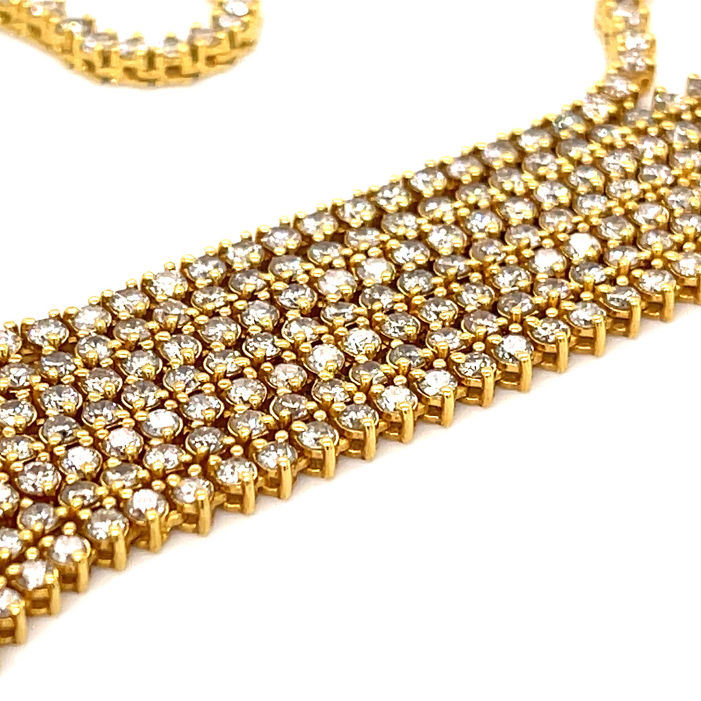 18k Yellow Gold & 7.75ct Diamond Tennis Necklace, 32 inches, 25g.