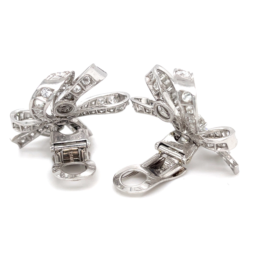 Platinum & 14k White Gold Convertible Earrings/Brooches w/ 6.95ct Diamonds, 26.8g
