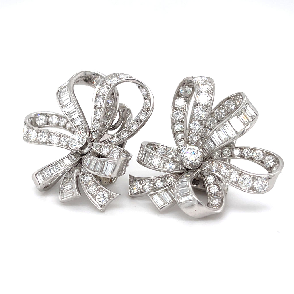 Platinum & 14k White Gold Convertible Earrings/Brooches w/ 6.95ct Diamonds, 26.8g