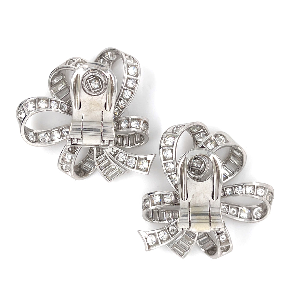 Platinum & 14k White Gold Convertible Earrings/Brooches w/ 6.95ct Diamonds, 26.8g