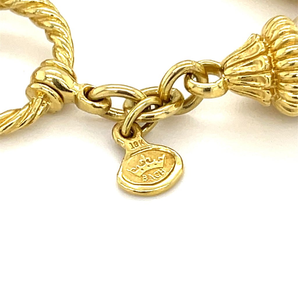 Cynthia Bach 18K Gold and Cultured Akoya Pearl Bracelet 8.75 inch Length 32.6 grams