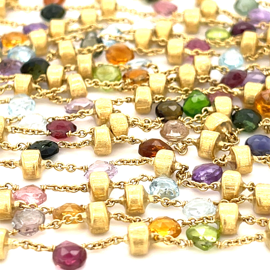 Marco Bicego 18k Yellow Gold Multi-Gemstone 3-Strand Necklace, Length 29", 55.7g.