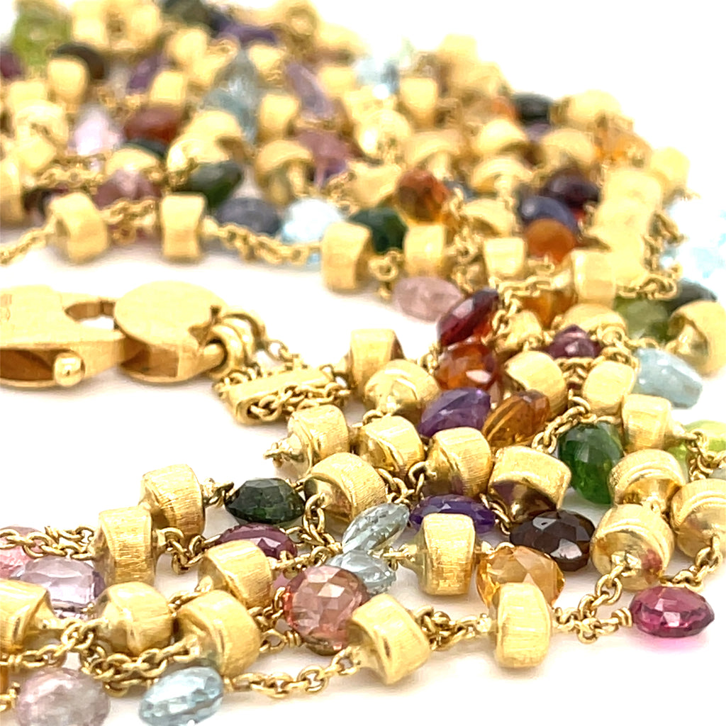 Marco Bicego 18k Yellow Gold Multi-Gemstone 3-Strand Necklace, Length 29", 55.7g.