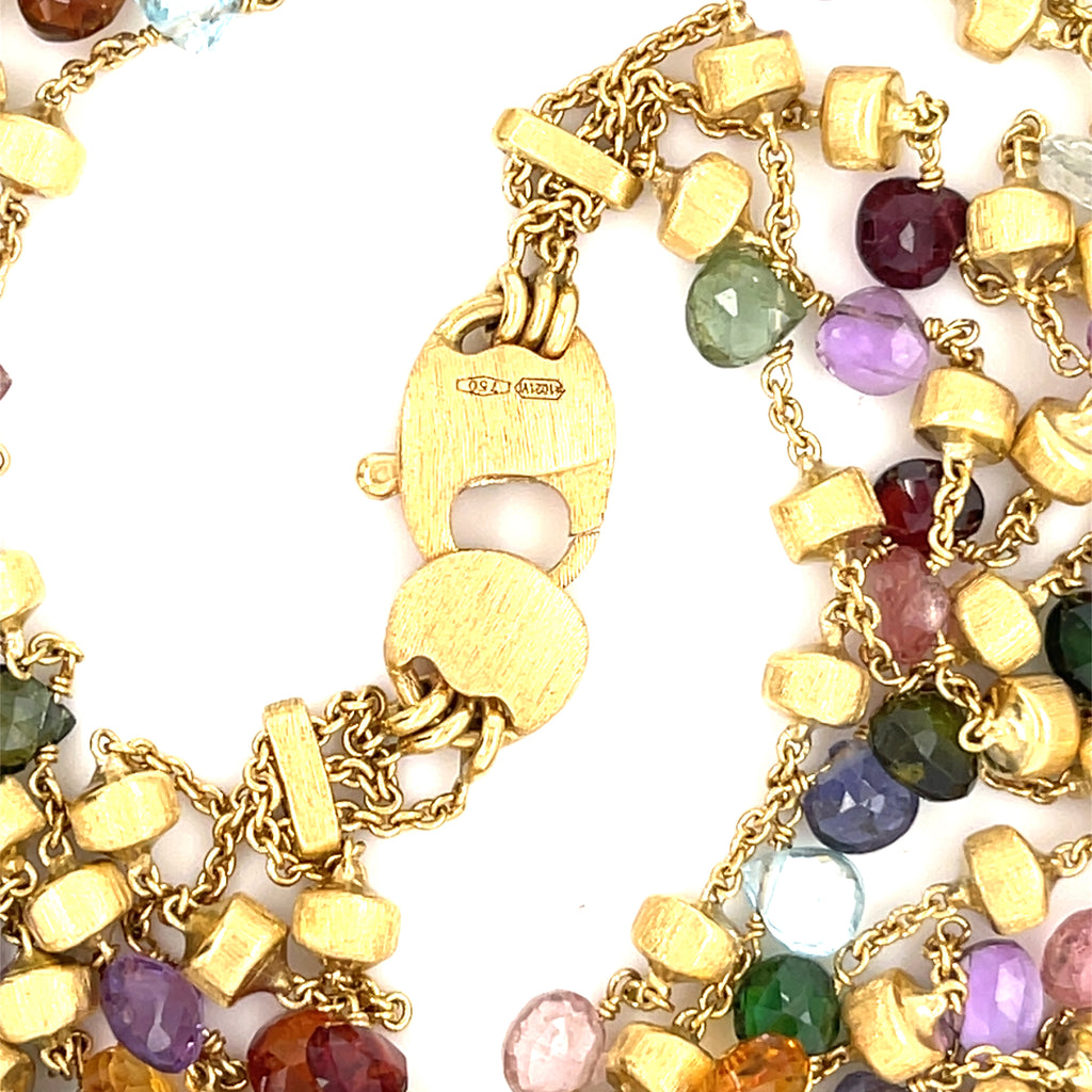 Marco Bicego 18k Yellow Gold Multi-Gemstone 3-Strand Necklace, Length 29", 55.7g.