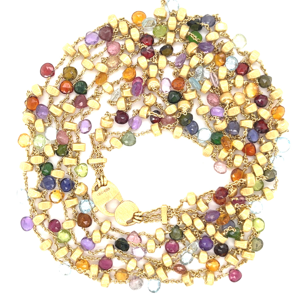 Marco Bicego 18k Yellow Gold Multi-Gemstone 3-Strand Necklace, Length 29", 55.7g.