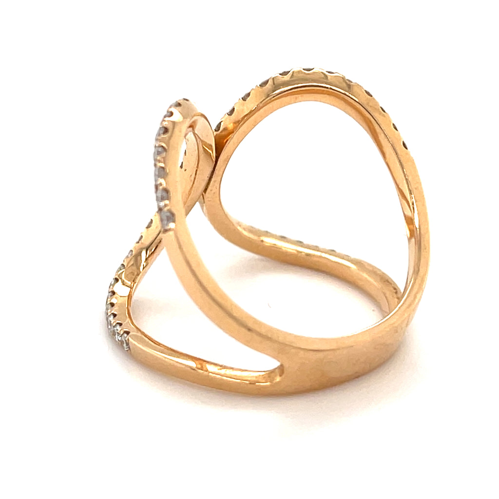 18k Rose Gold & Pave Diamonds Openwork Ring, Size 7