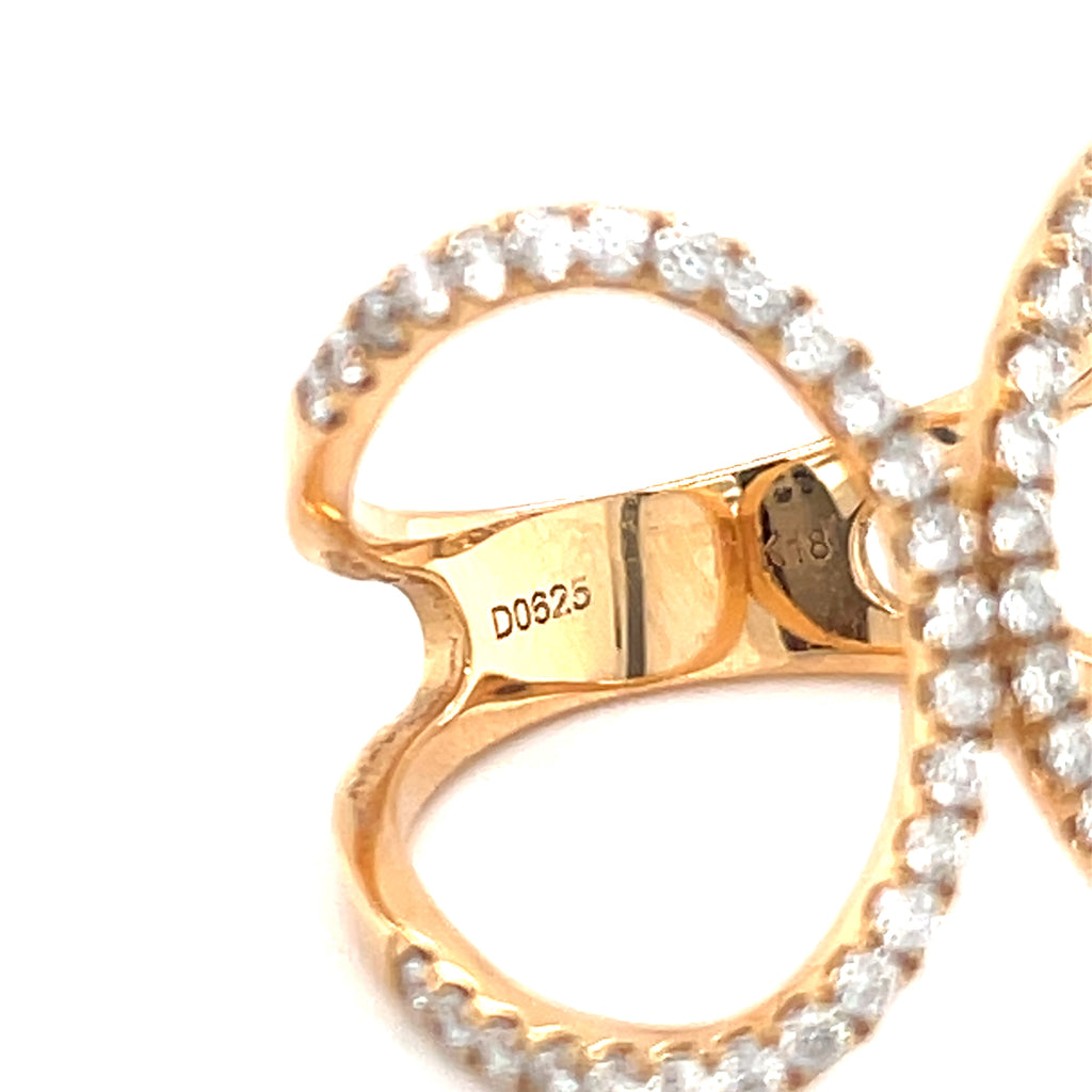 18k Rose Gold & Pave Diamonds Openwork Ring, Size 7