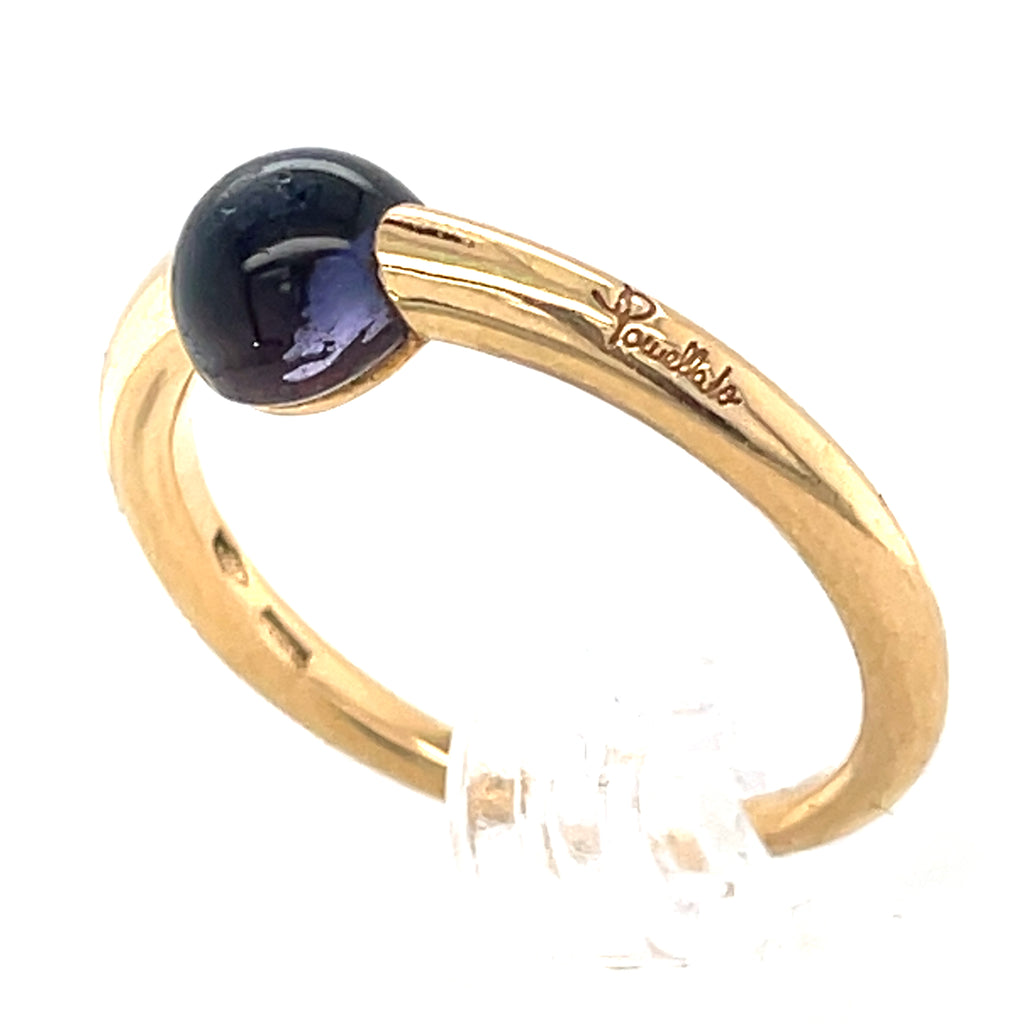 Pomellato M'ama non M'ama 18k Yellow Gold & Blue Gemstone Ring, Size 6.5