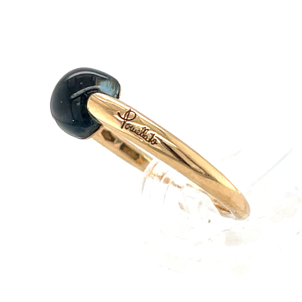 Pomellato M'ama non M'ama 18k Yellow Gold & Light Blue Gemstone Ring, Size 6.5