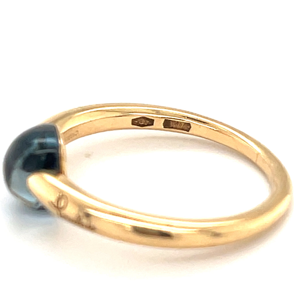 Pomellato M'ama non M'ama 18k Yellow Gold & Light Blue Gemstone Ring, Size 6.5