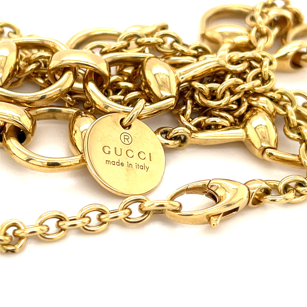 Gucci 18k Yellow Gold Horsebit Necklace, Length 37.5 inches, Made in Italy.