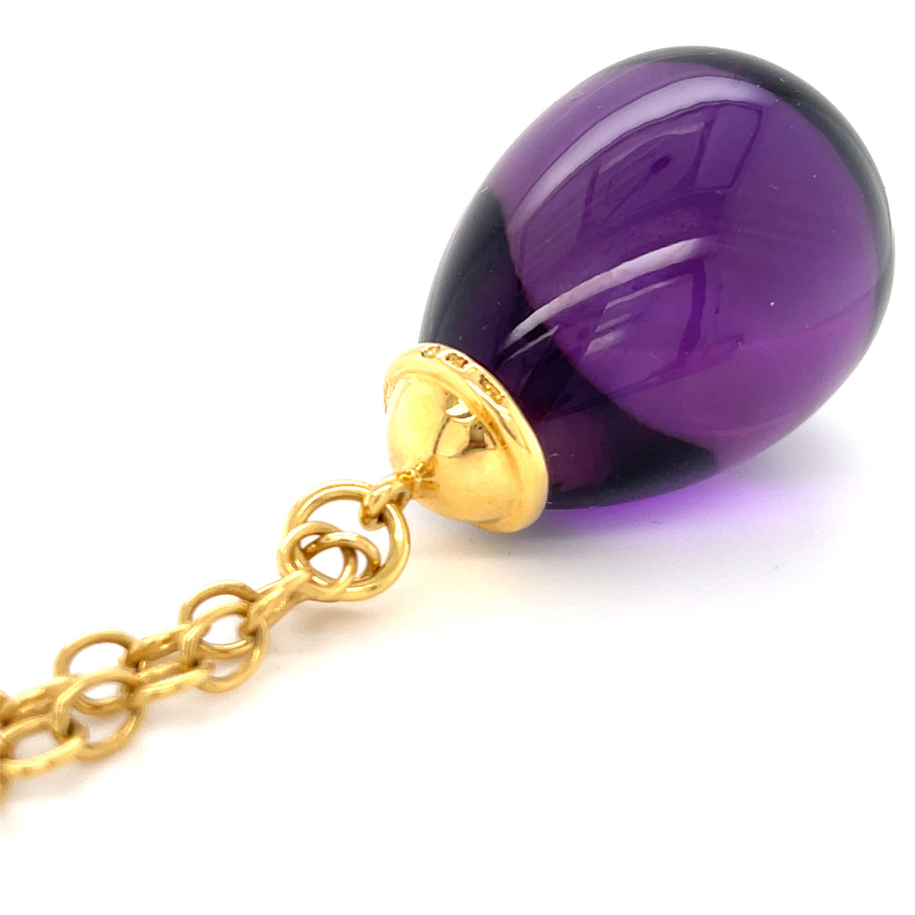 Paloma Picasso for Tiffany & Co. 18k Gold Large Amethyst Drop Pendant, 30 inches.