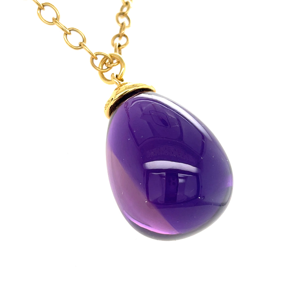 Paloma Picasso for Tiffany & Co. 18k Gold Large Amethyst Drop Pendant, 30 inches.