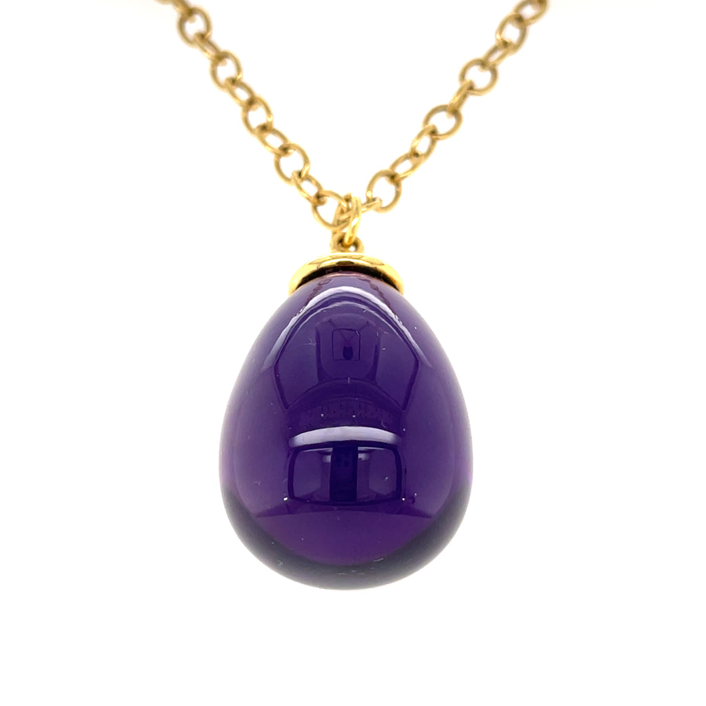 Paloma Picasso for Tiffany & Co. 18k Gold Large Amethyst Drop Pendant, 30 inches.