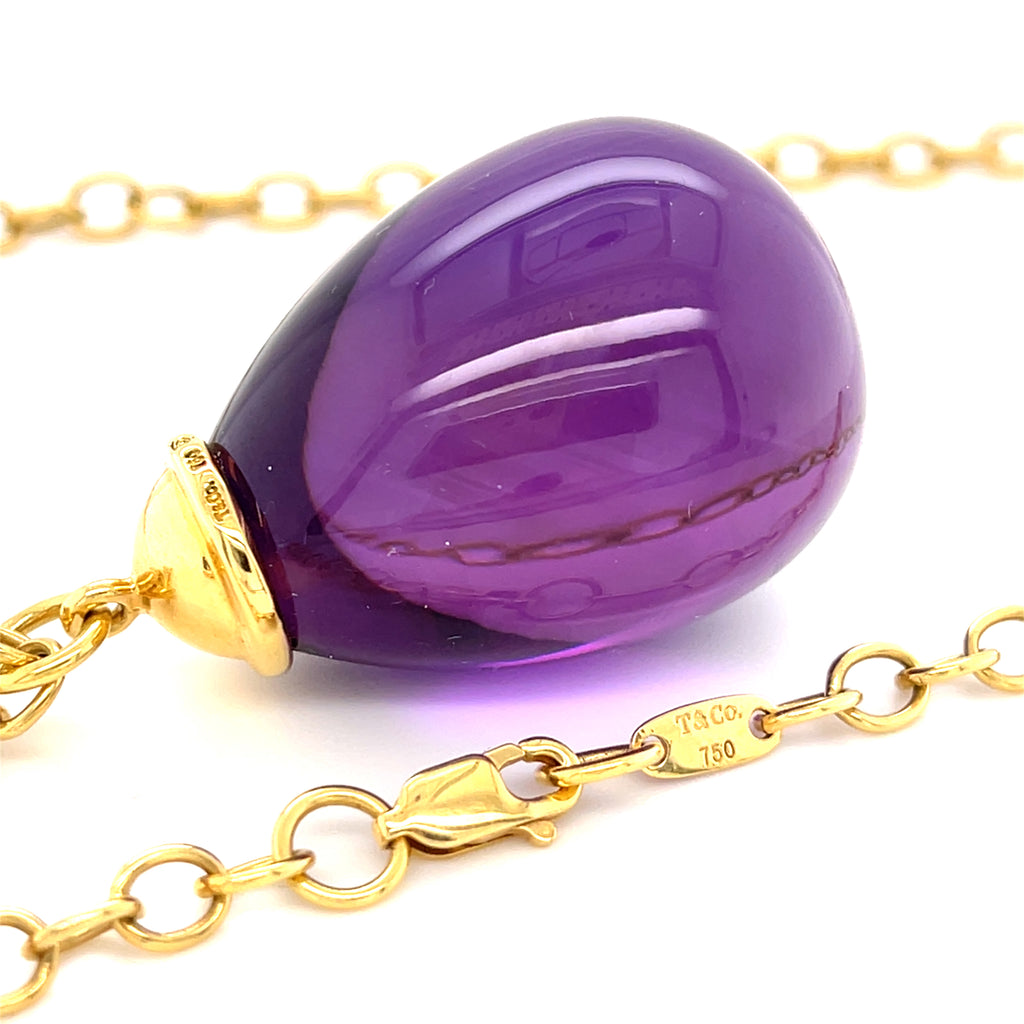 Paloma Picasso for Tiffany & Co. 18k Gold Large Amethyst Drop Pendant, 30 inches.