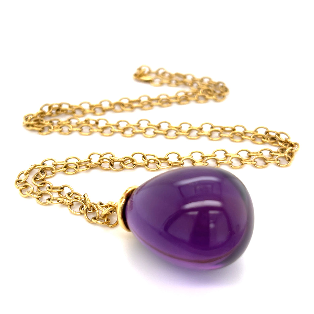 Paloma Picasso for Tiffany & Co. 18k Gold Large Amethyst Drop Pendant, 30 inches.