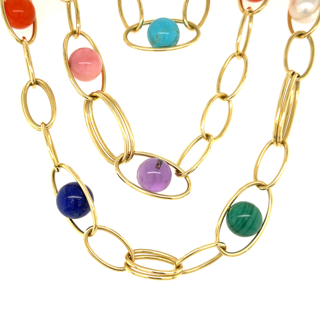 Ippolita 18k Yellow Gold Multi-Stone Bead & Chain Necklace, 36 inches.