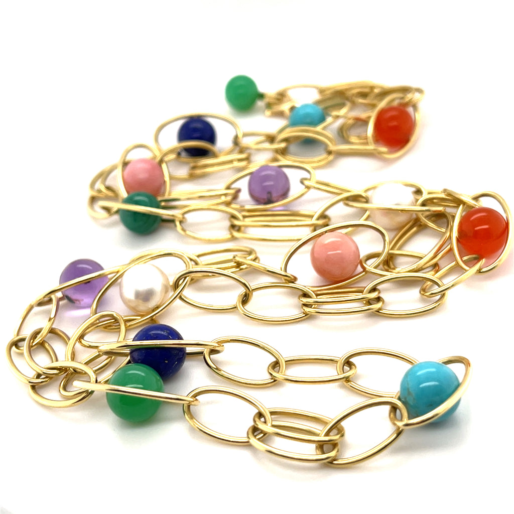 Ippolita 18k Yellow Gold Multi-Stone Bead & Chain Necklace, 36 inches.