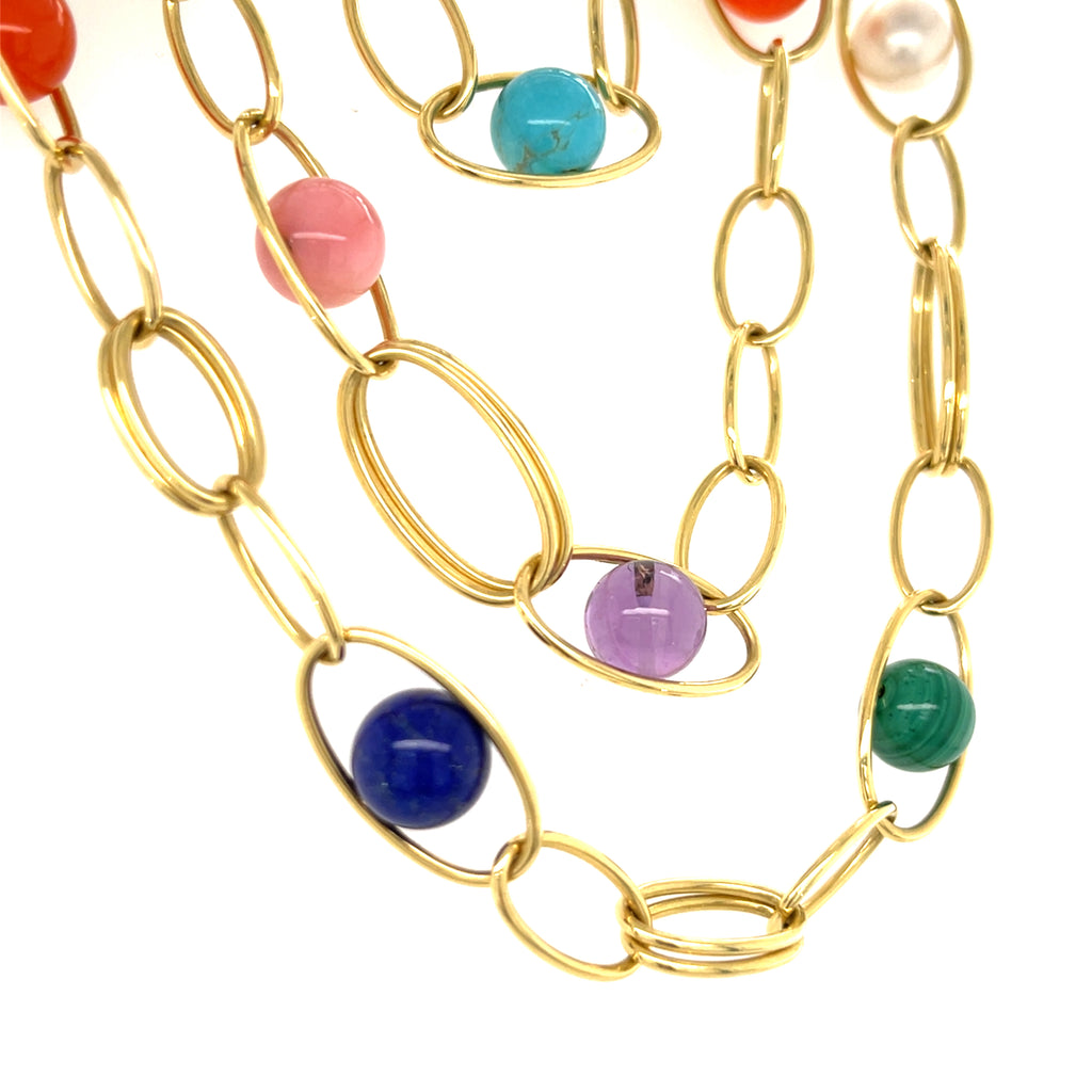 Ippolita 18k Yellow Gold Multi-Stone Bead & Chain Necklace, 36 inches.