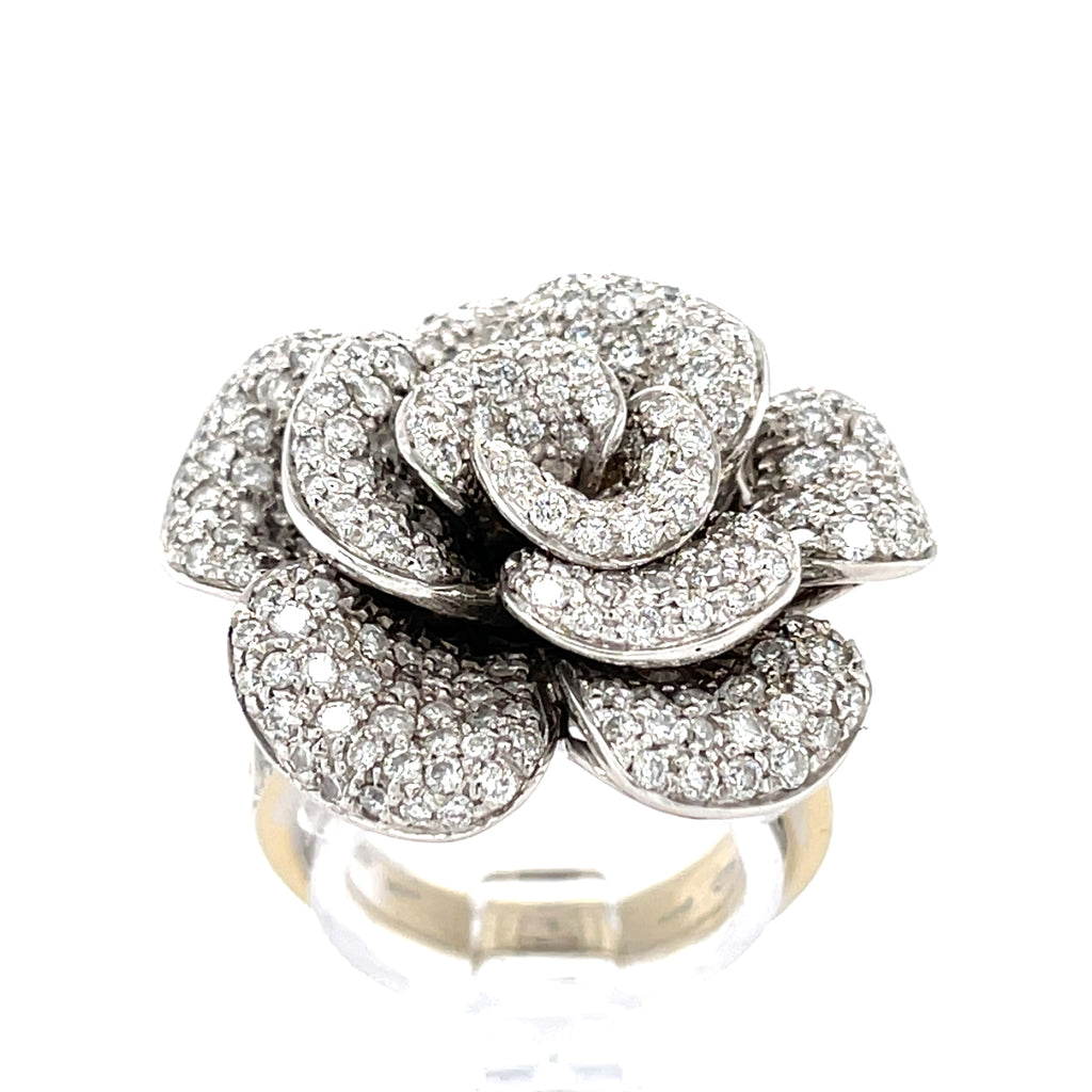 Garavelli 18k White Gold & 5.15ct Diamond Flower Ring, Size 7.75
