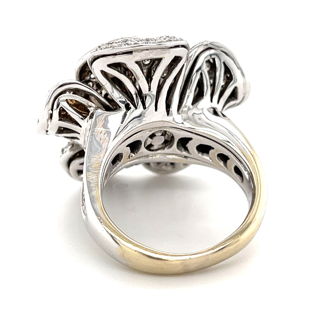 Garavelli 18k White Gold & 5.15ct Diamond Flower Ring, Size 7.75