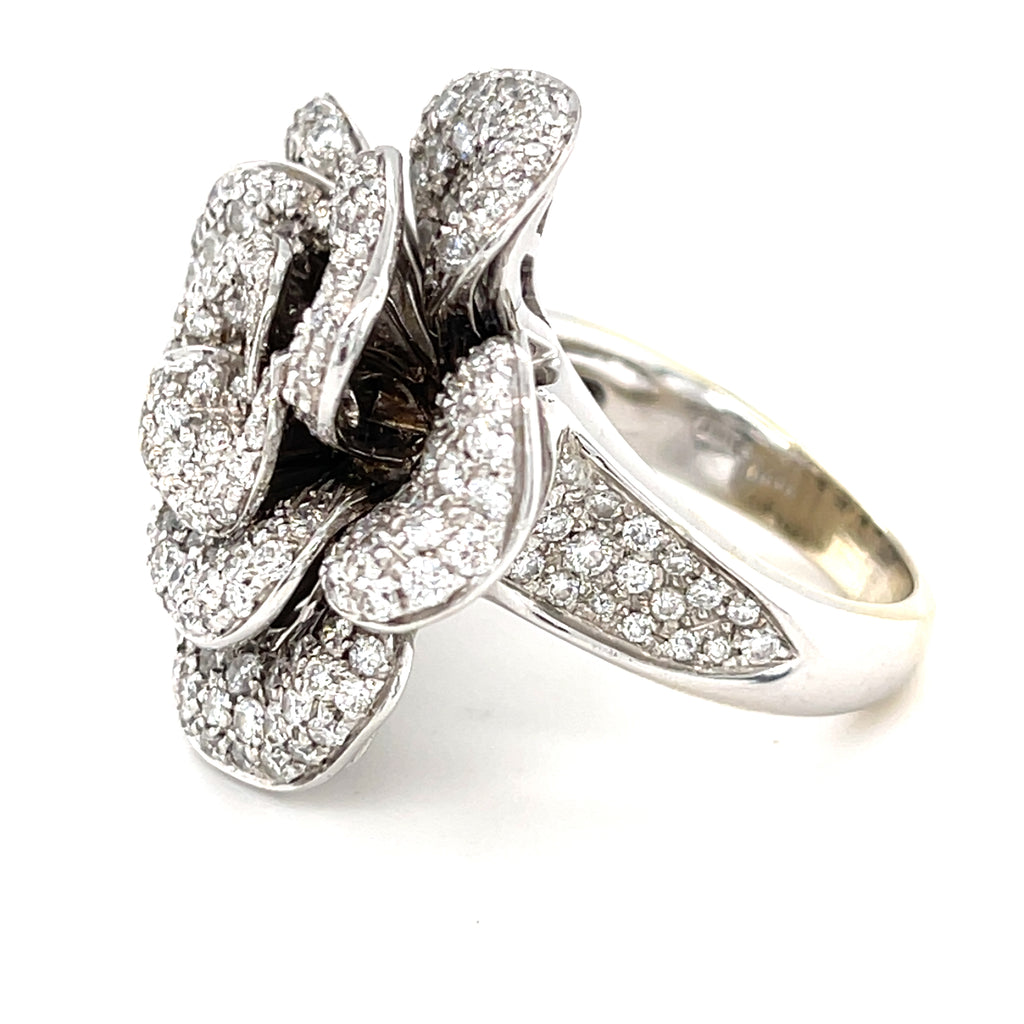 Garavelli 18k White Gold & 5.15ct Diamond Flower Ring, Size 7.75
