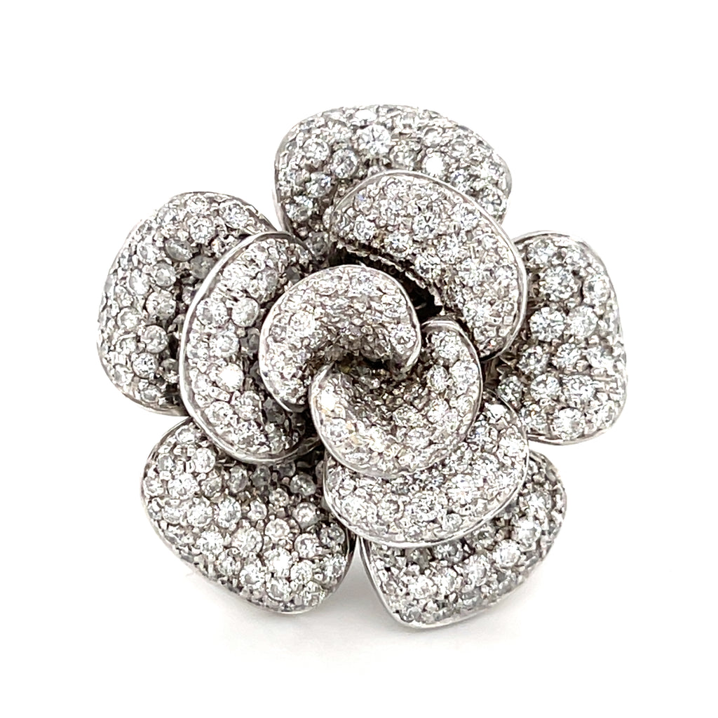 Garavelli 18k White Gold & 5.15ct Diamond Flower Ring, Size 7.75