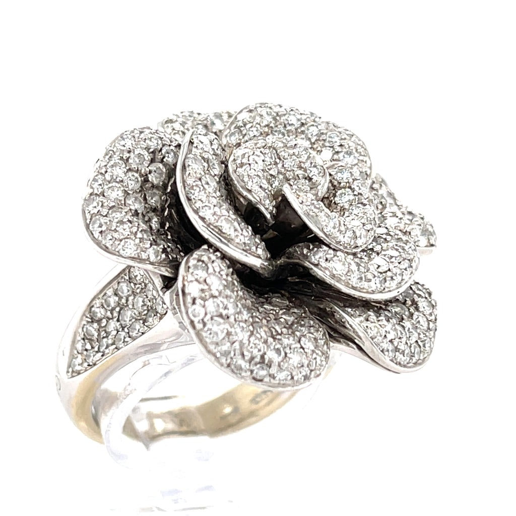 Garavelli 18k White Gold & 5.15ct Diamond Flower Ring, Size 7.75