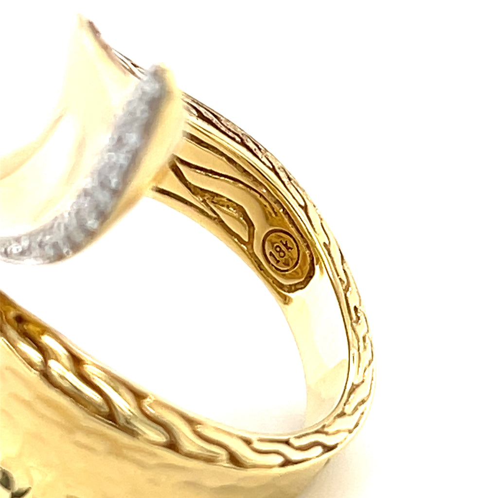 John Hardy Classic Chain 18k Yellow Gold & Diamond Bypass Ring, Size 7.25