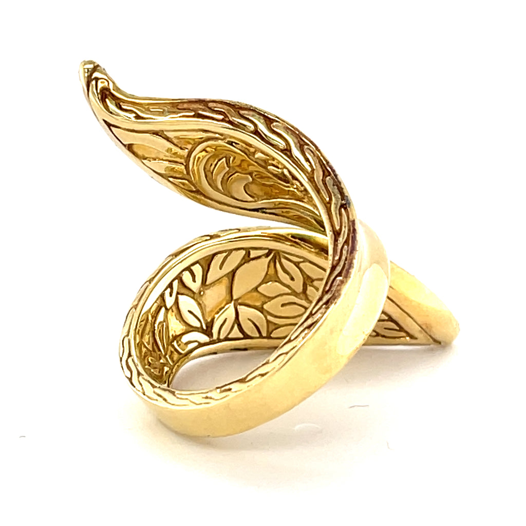 John Hardy Classic Chain 18k Yellow Gold & Diamond Bypass Ring, Size 7.25