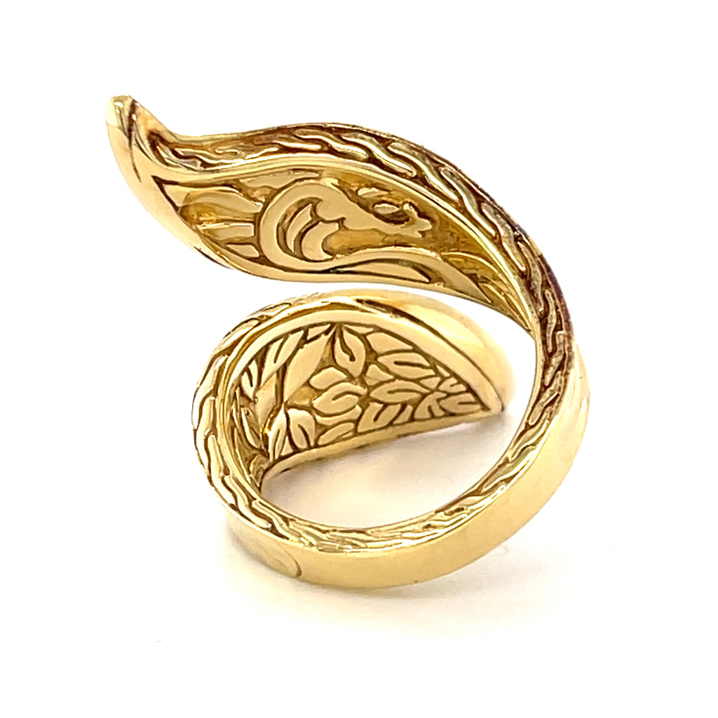 John Hardy Classic Chain 18k Yellow Gold & Diamond Bypass Ring, Size 7.25